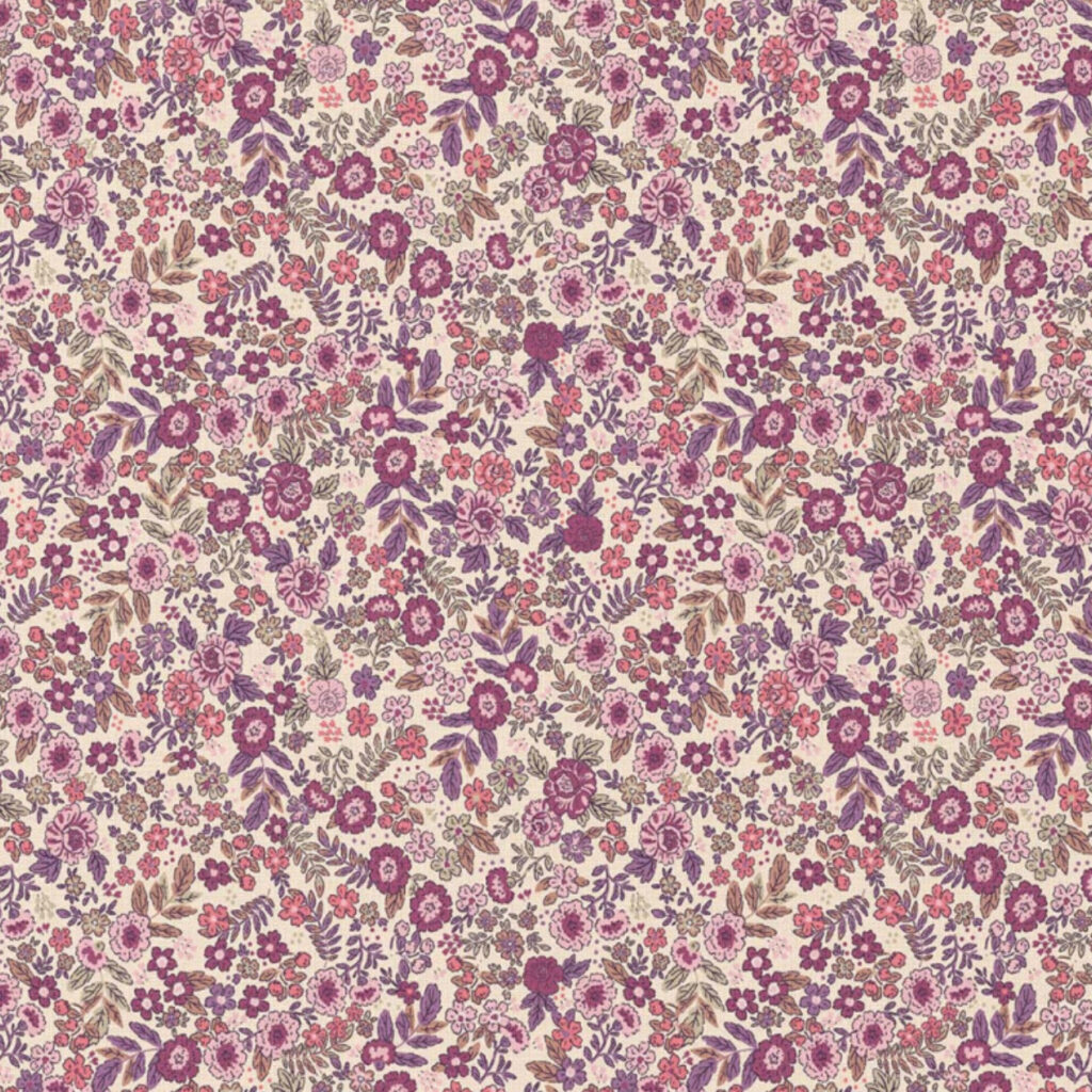 Poplin katoen – barbara ecru violet