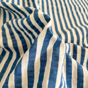 Seersucker - blauw offwhite strepen