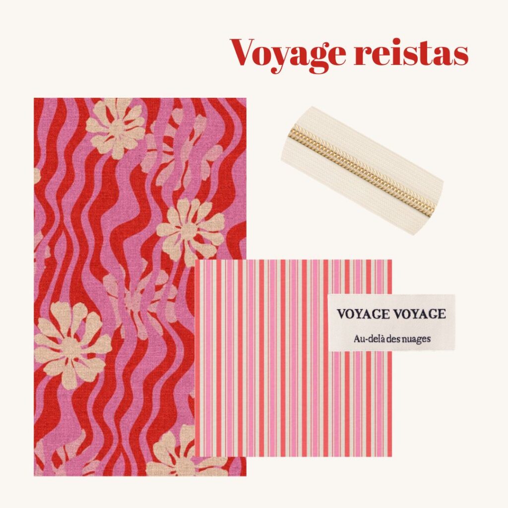 Naaipakket reistas - roze bloemen