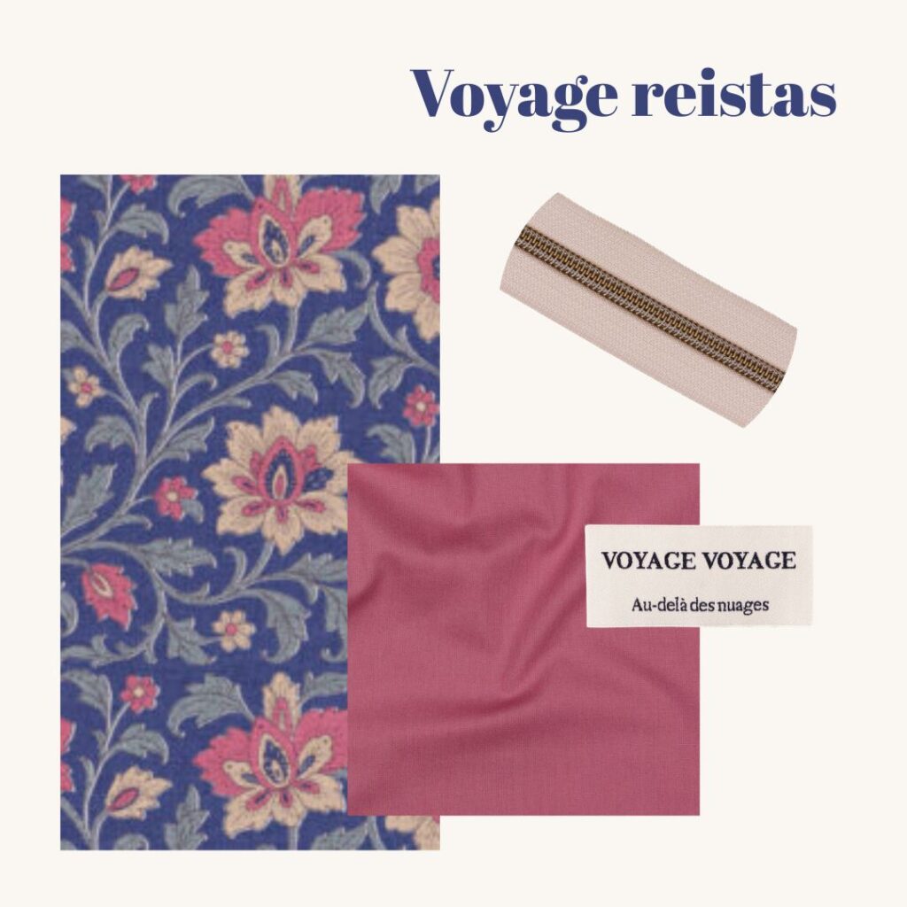 Naaipakket reistas - roze blauwe bloemen