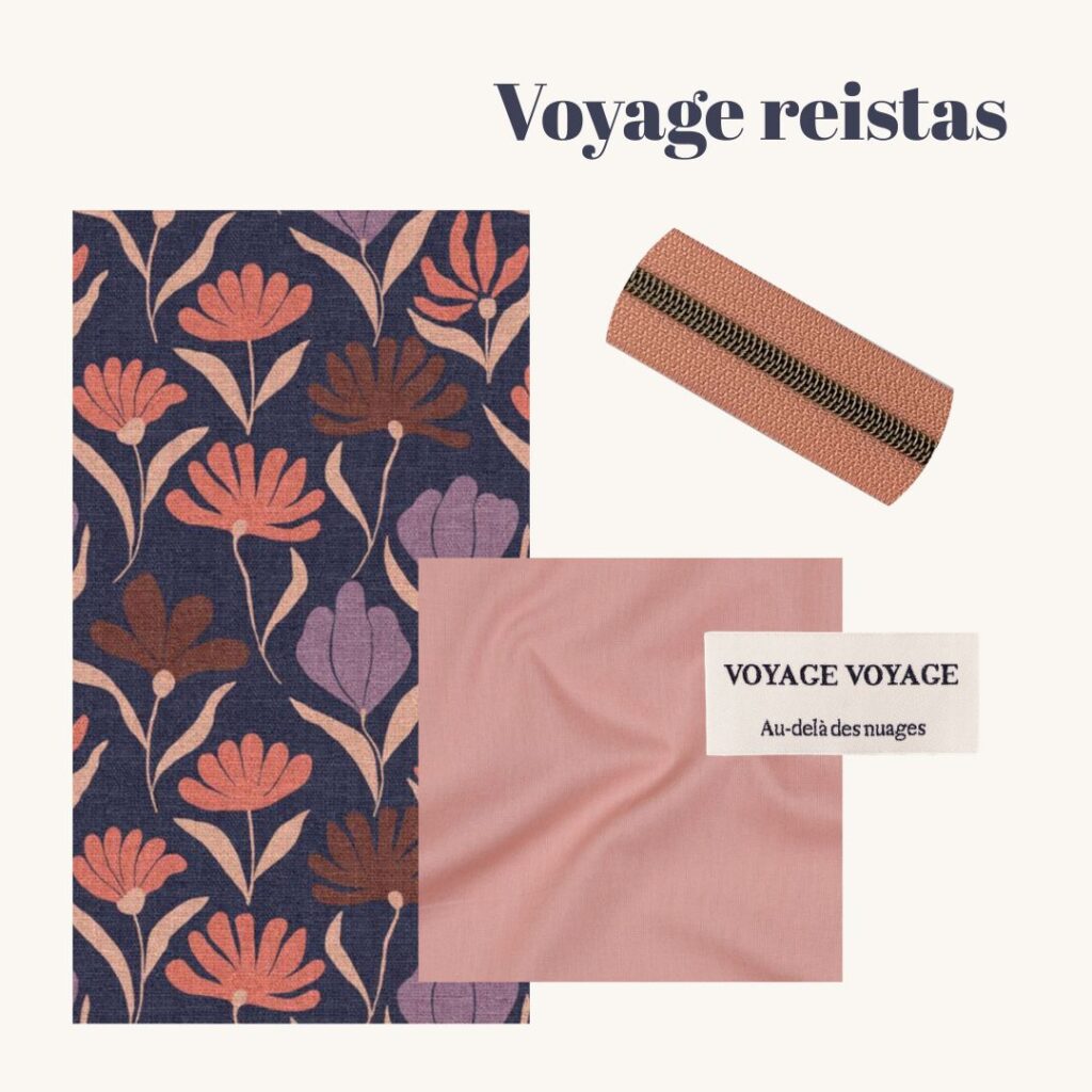 Naaipakket reistas - koraal blauwe bloemen