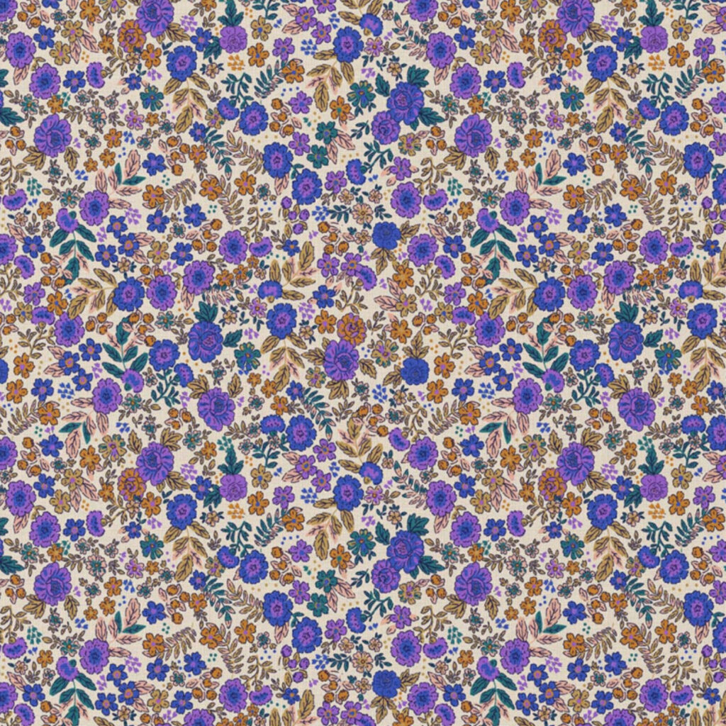 Poplin katoen - violet bloemen