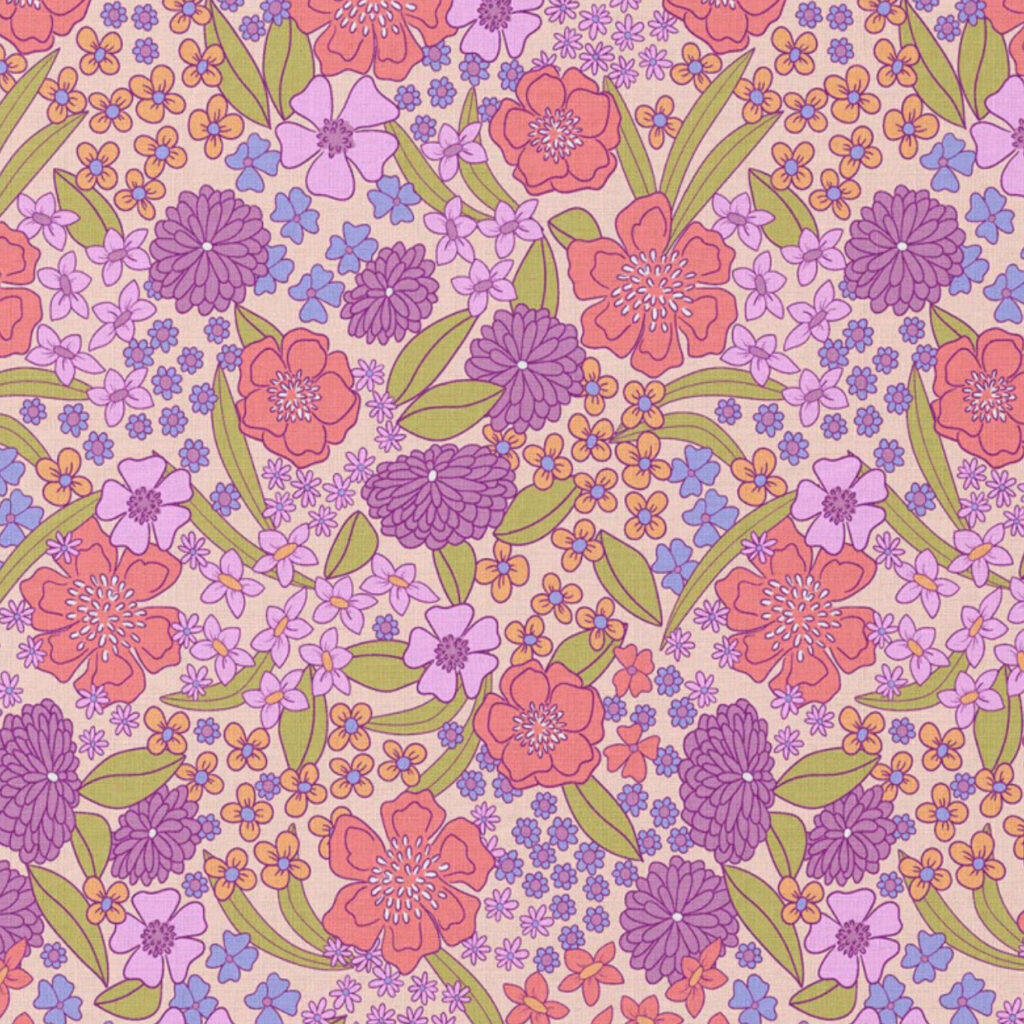 Poplin katoen - roze koraal bloemen