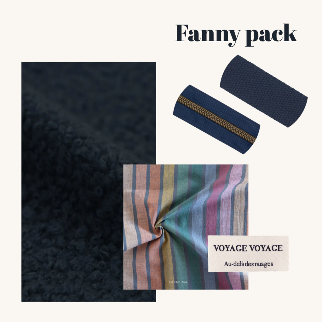 Naaipakket fanny pack - bouclé blauw