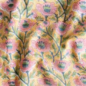 Indiase blockprint - oker koraal bloemen