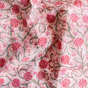 Indiase blockprint - roze rode bloemen