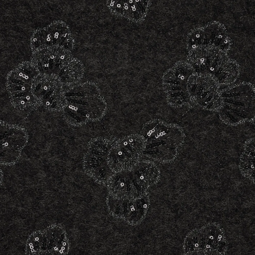 Mantelstof - pailletten zwart